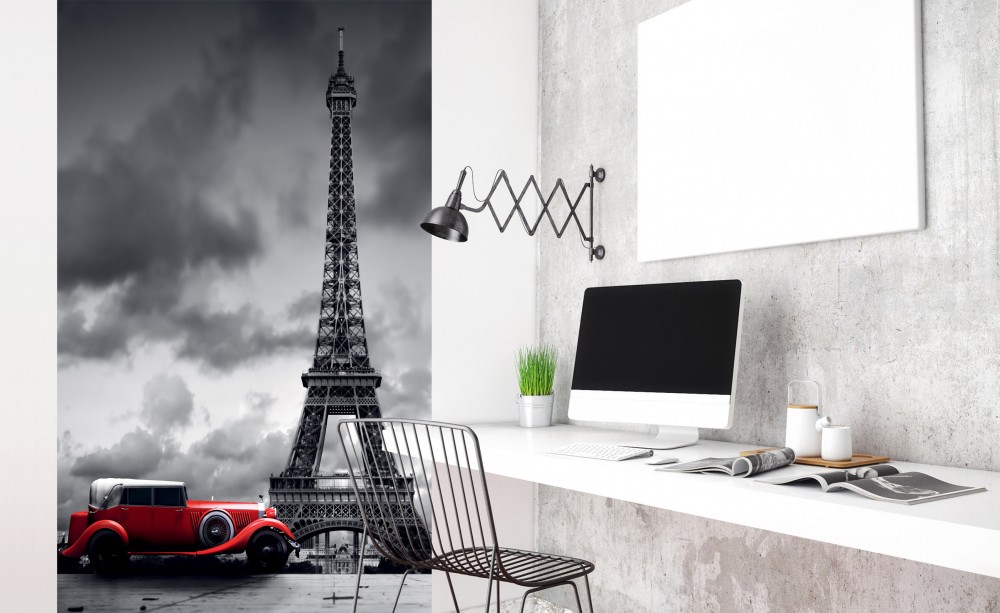 Eiffel-torony piros autóval, poszter tapéta 150*250 cm