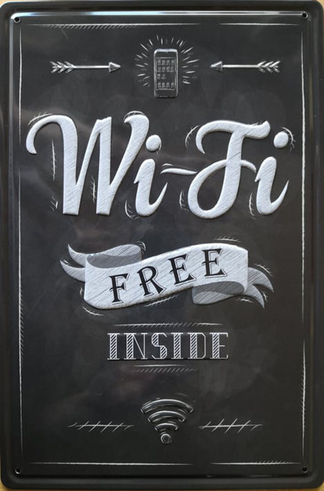 Free wi-fi, retró fémtábla