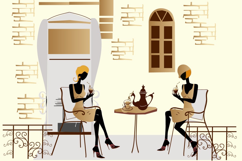 Kávézó nők, poszter tapéta 375*250 cm
