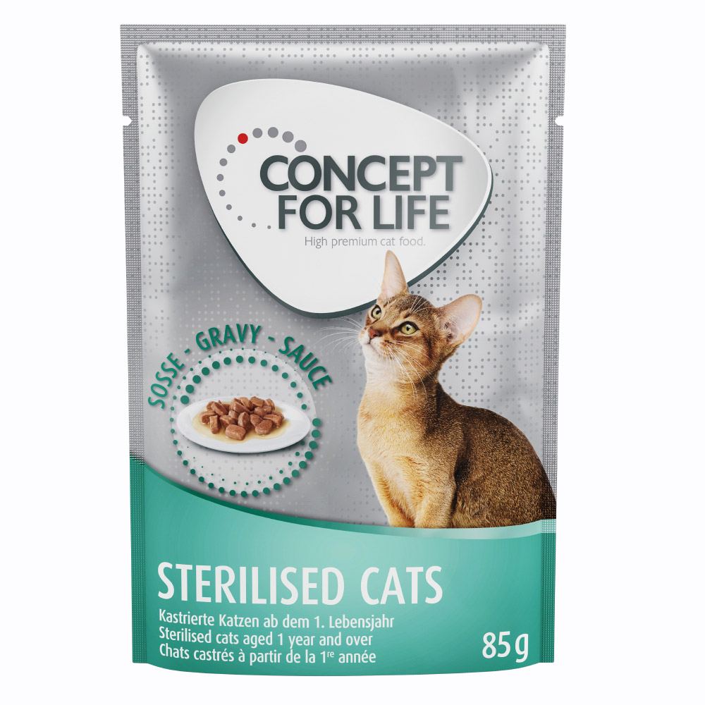 Kiegészítés 12x85g Concept for Life Sterilised Cats szószban nedves macskatáp