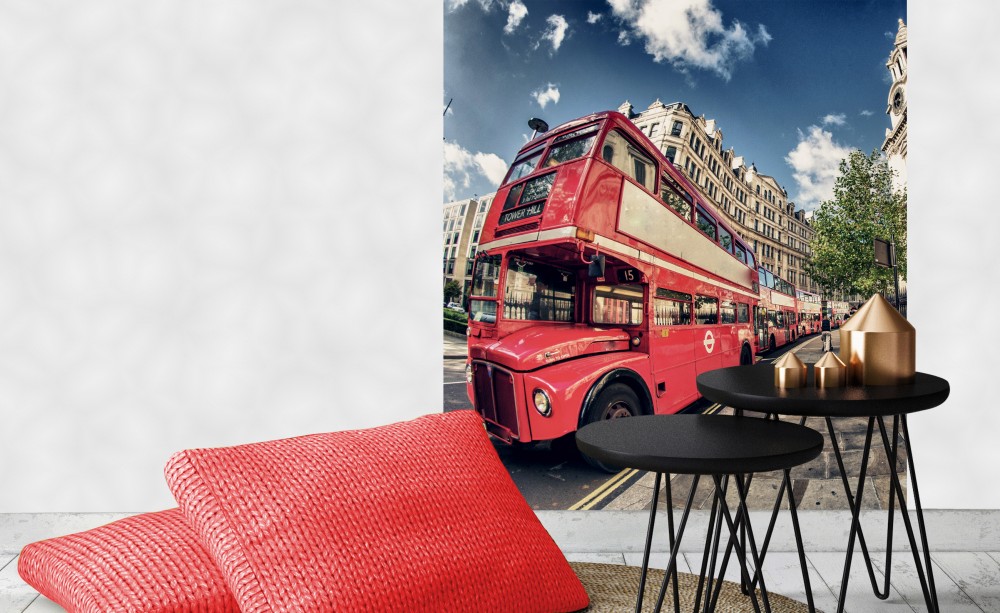 Piros busz Londonban, poszter tapéta 225*250 cm
