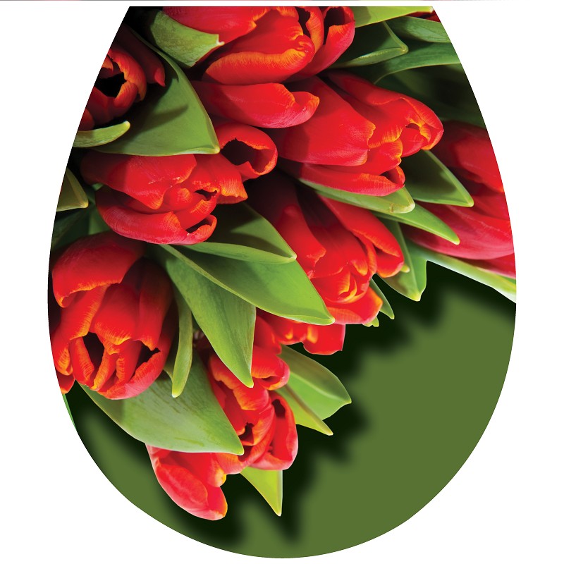 Piros tulipánok, 3D toalett díszítő matrica