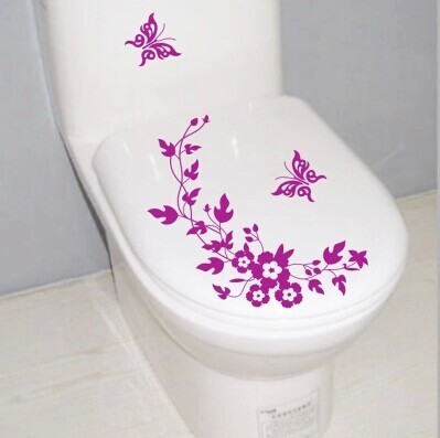Virágok pillangókkal, toalett díszítő matrica