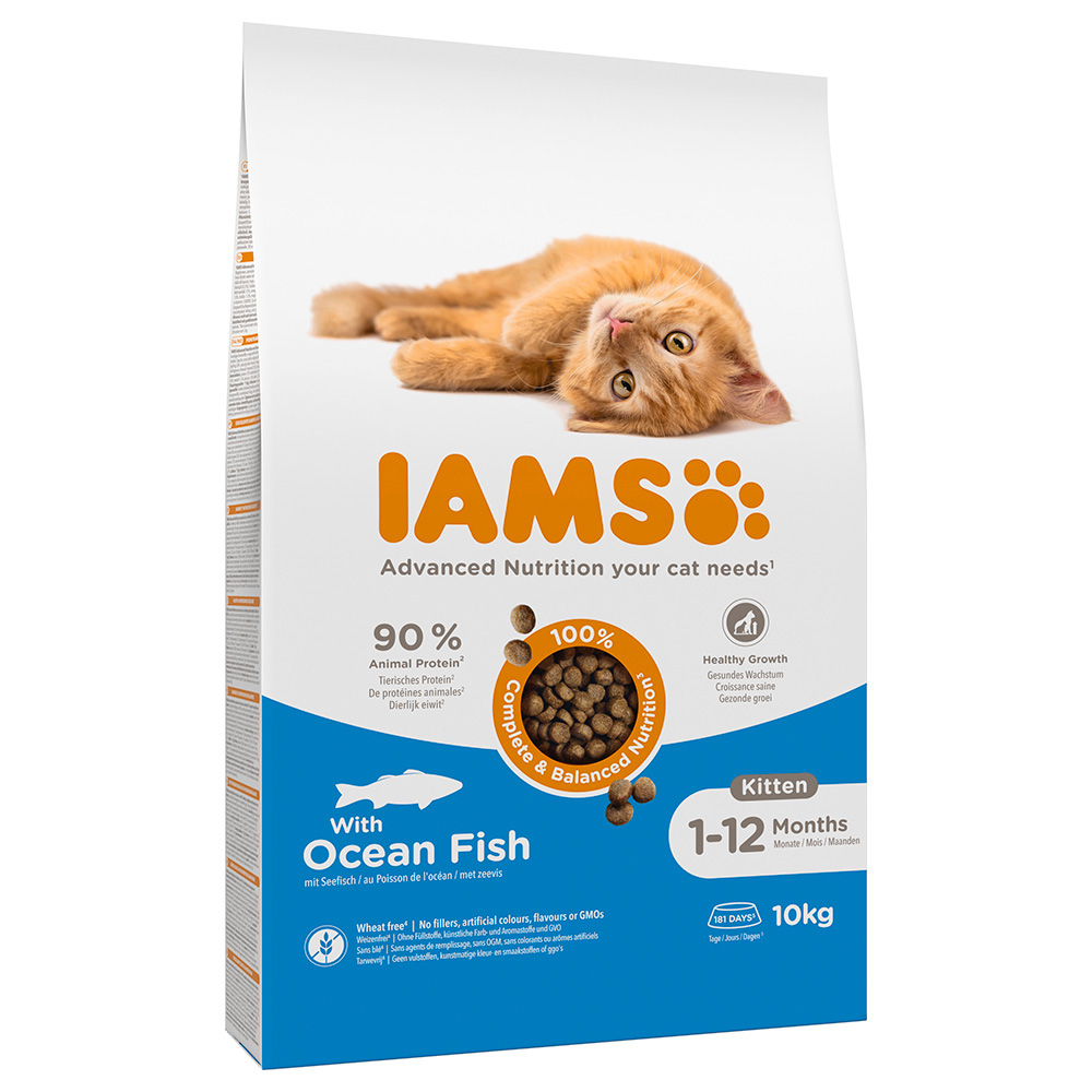 10kg IAMS for Vitality Kitten tengeri hal száraz macskatáp 10% kedvezménnyel