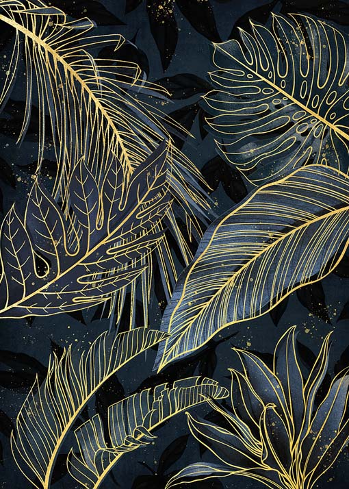 Levelek sötétedéskor - aranyfóliás vászonkép