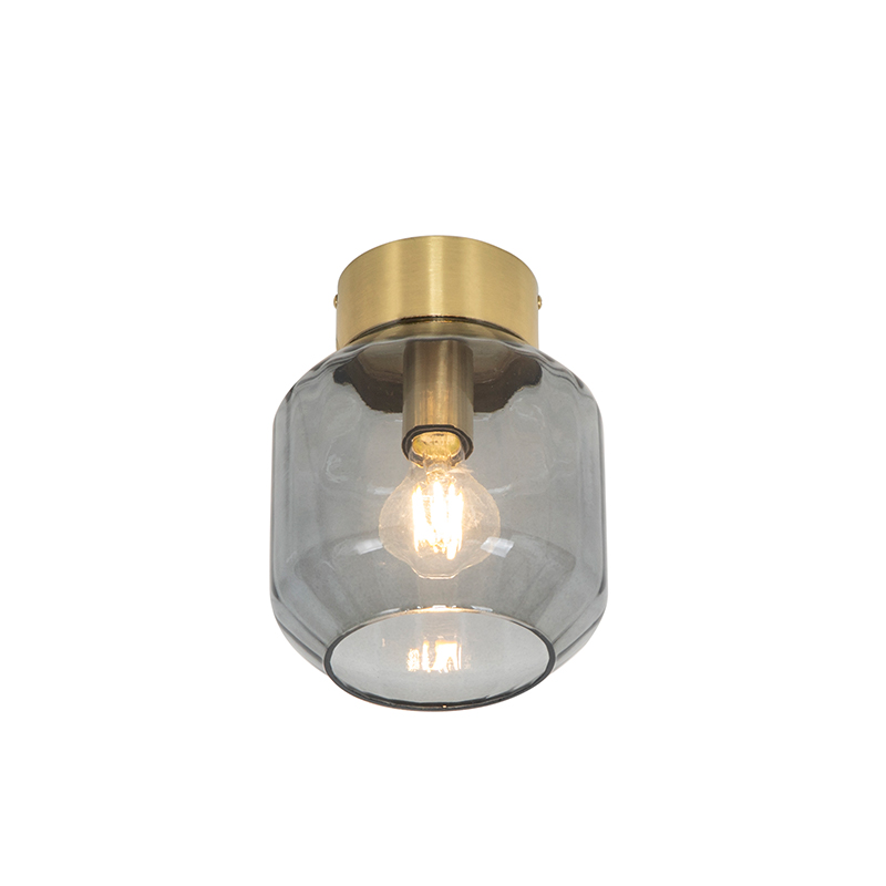 Modern mennyezeti lámpa sárgaréz füstüveggel - Stiklo
