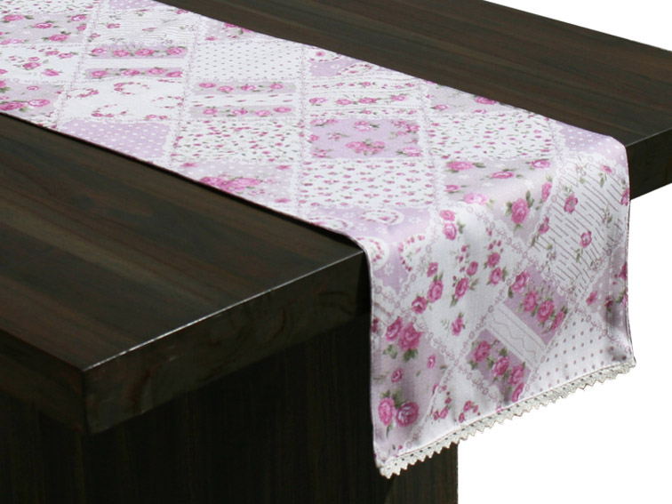 Romantik Asztali futó Mix dekor lilás rózsaszín,virágos