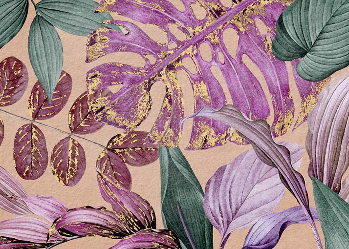 Rózsaszín levelek - aranyfóliás vászonkép