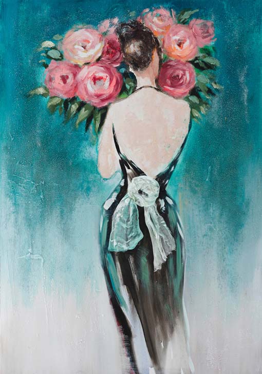 Virágos bál - kézzel festett olajfestmény