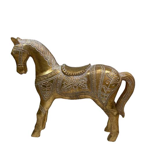Díszes arany ló - szobor