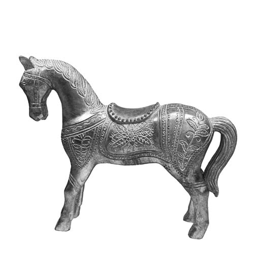 Díszes ezüst ló - szobor