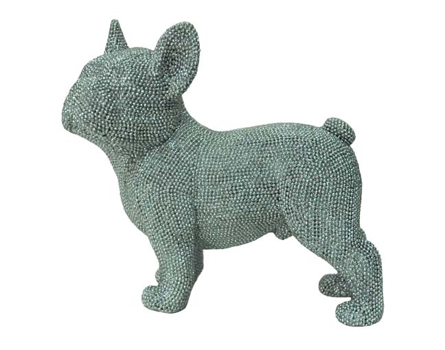 Ezüst francia bulldog - szobor