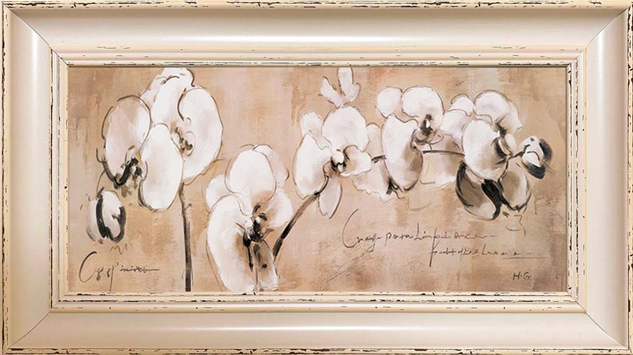 Fehér orchidea - keretezett olajfestmény
