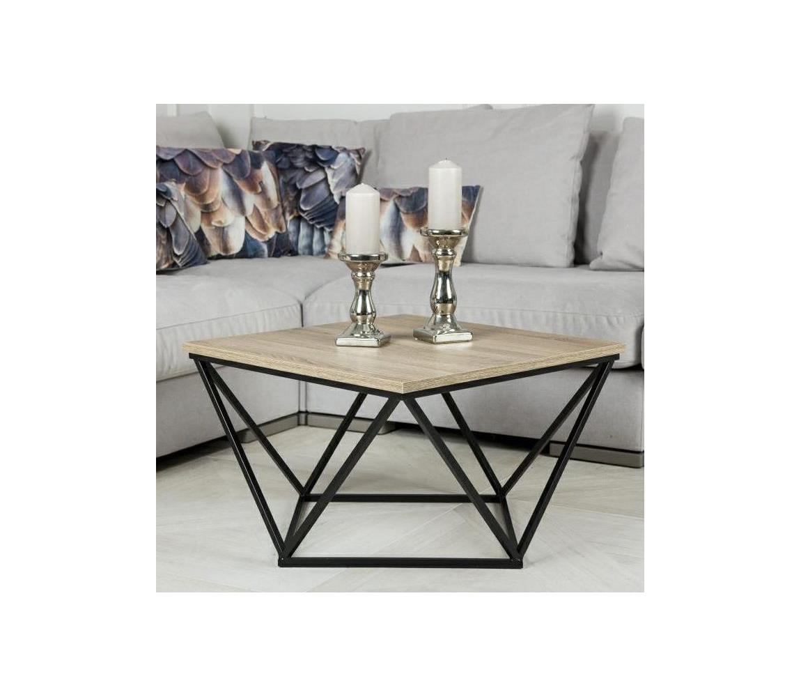 HowHomely Kávésasztal CURVED 62x62 cm fekete/barna 