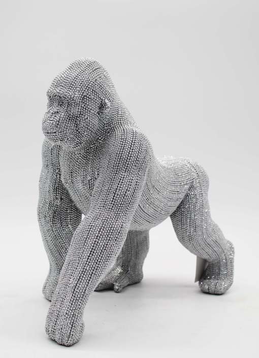 Sétáló ezüst gorilla - szobor