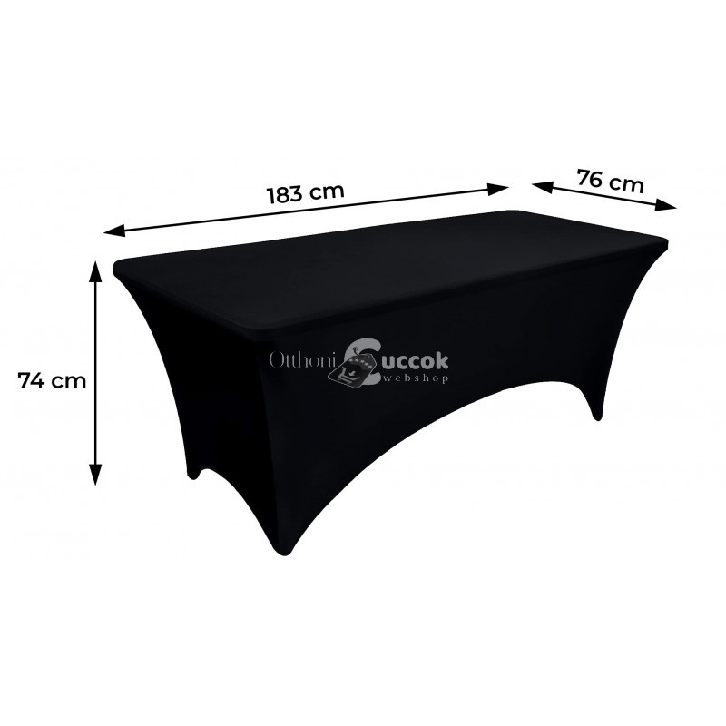 Univerzális asztalterítő fekete színben 180 cm hosszú asztalra, rugalmas anyagból - Fekete