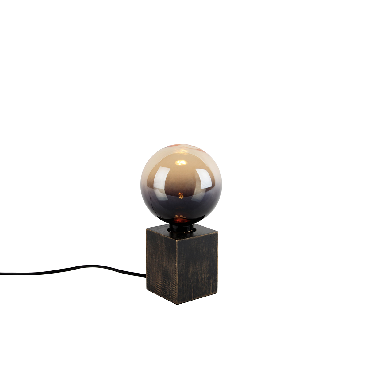 Vidéki asztali lámpa fa fekete LED G125-tel - Bloc