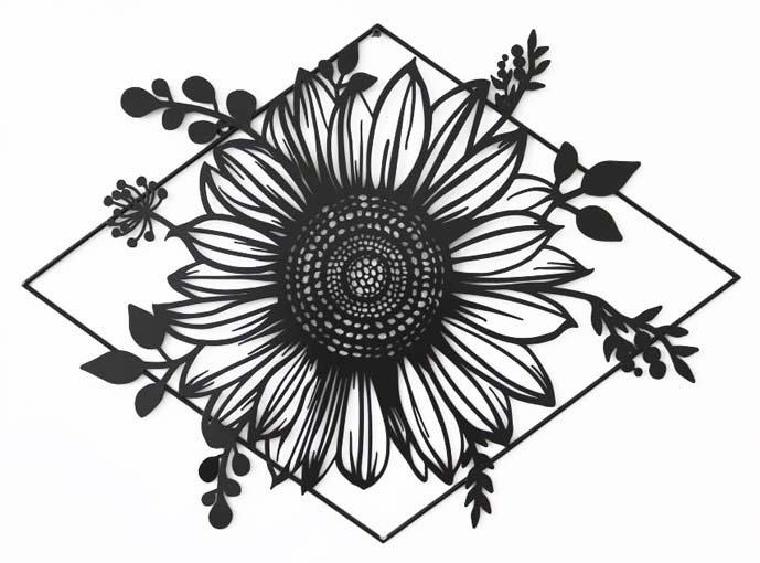 Virág keretben - fém fali dekoráció