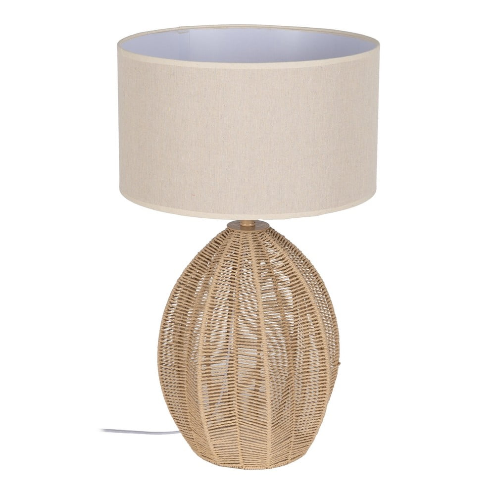 Fehér-natúr színű asztali lámpa textil búrával (magasság 57 cm) – Ixia