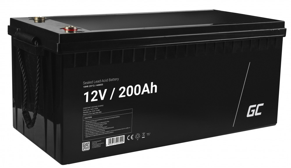 AGM VRLA gondozásmentes ólom akkumulátor / akku 12V 200Ah AGM33 lakókocsikhoz, napelemes rendszerekhez, csónakokhoz