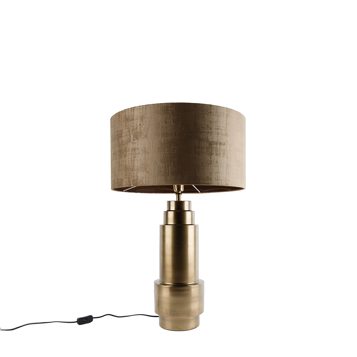 Art Deco asztali lámpa bronz bársony árnyékolóval barna 50 cm - Bruut