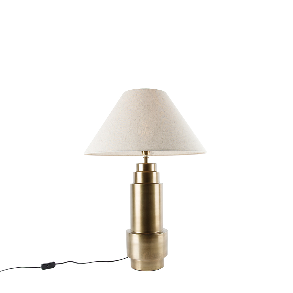 Tafellamp brons stoffen kap beige 55 cm - Bruut