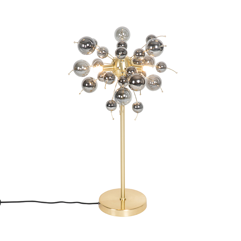 Design asztali lámpa sárgaréz füstüveggel 3 fényű - Explode
