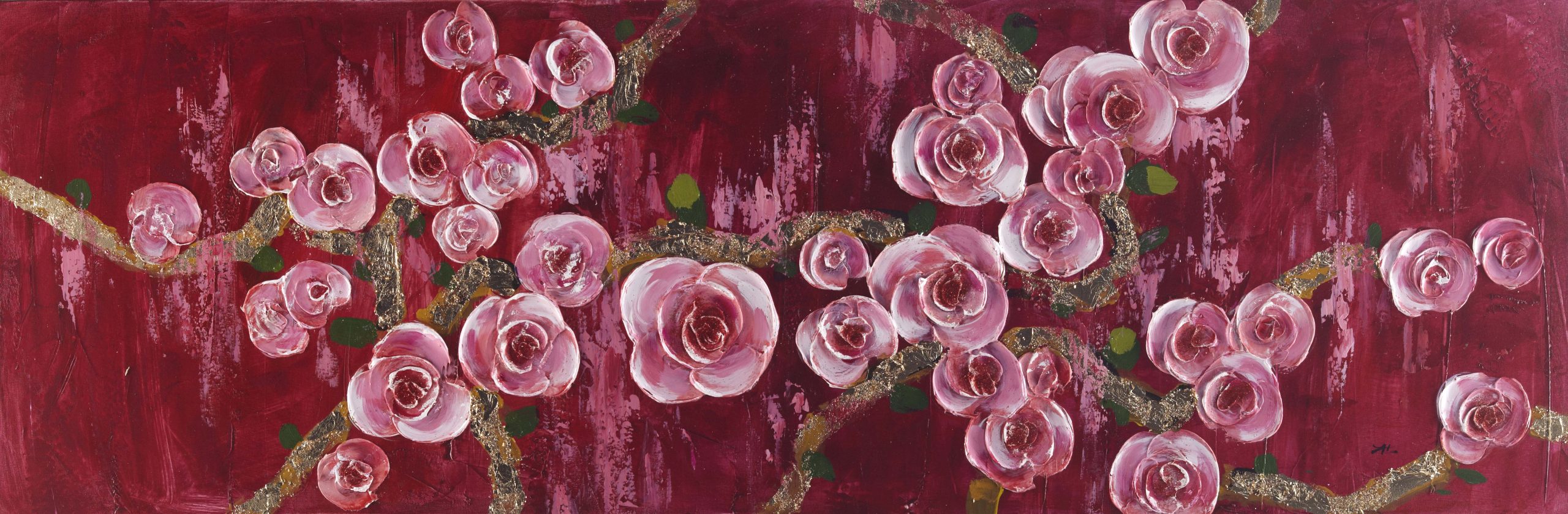 Vörös rózsa - kézzel festett olajfestmény