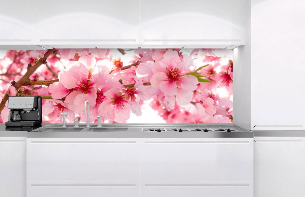 Cseresznyevirágok, konyhai matrica hátfal, 180 cm