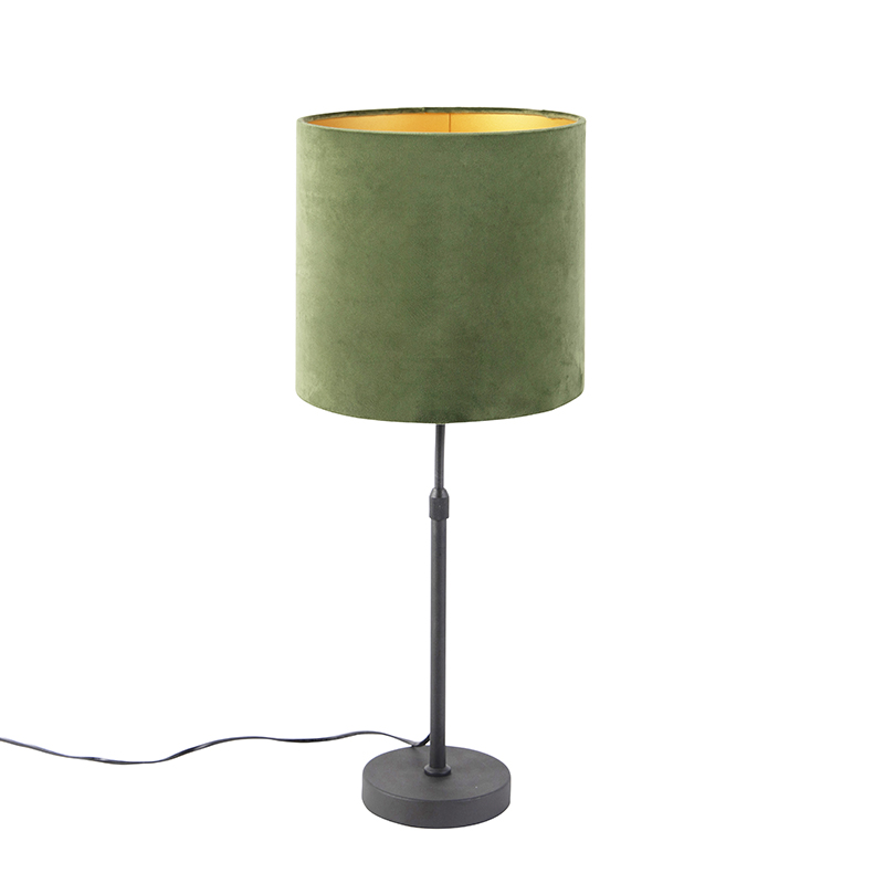 Asztali lámpa fekete, velúr árnyalatú zöld, arany, 25 cm - Parte