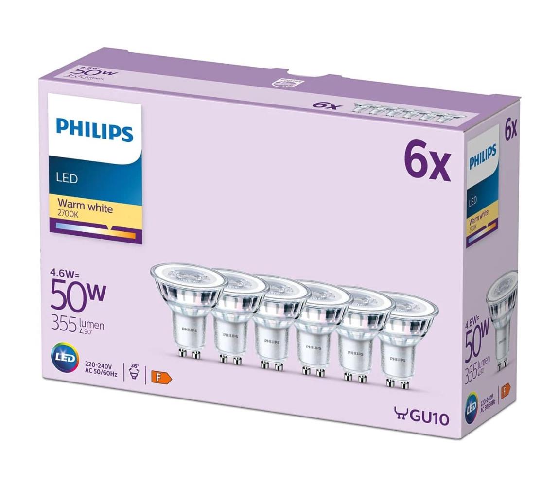 Philips KÉSZLET 6x LED Izzó Philips GU10/4,6W/230V 2700K 