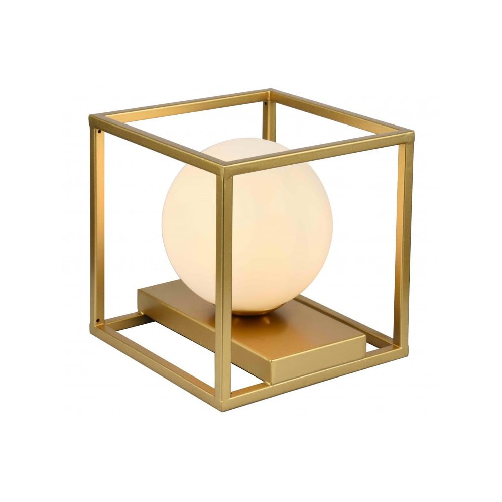 Aranyszínű asztali lámpa fém-üveg búrával (magasság 20 cm) Avelin – GTV