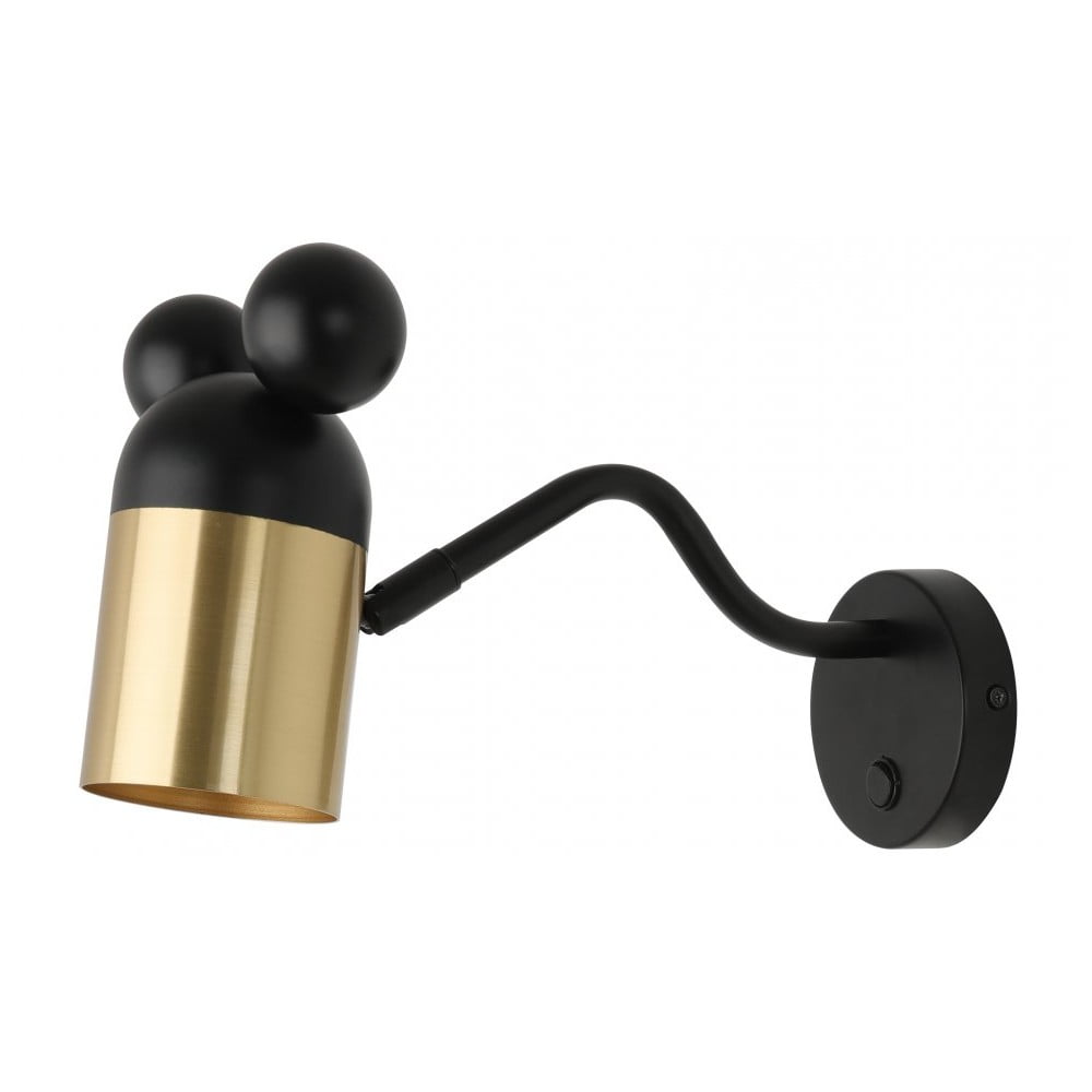 Fekete-aranyszínű fali lámpa ø 8 cm Mouse – GTV