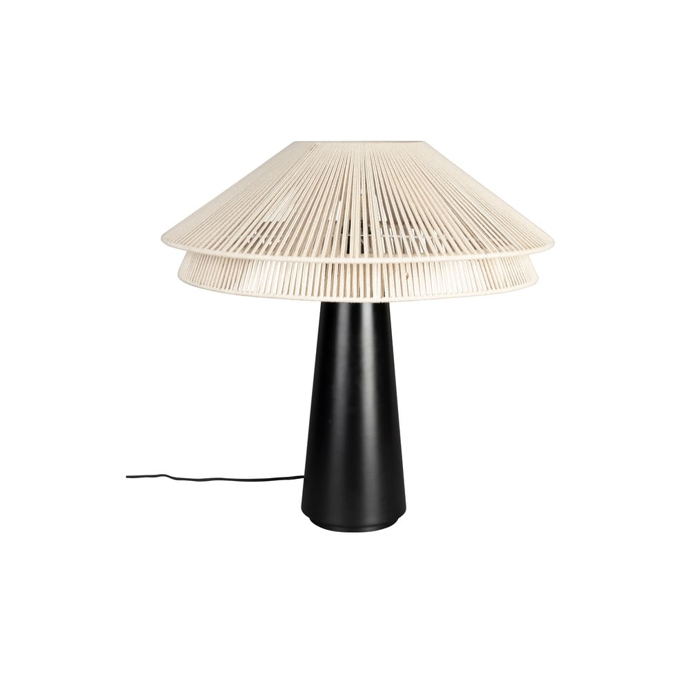 Fekete-fehér asztali lámpa textil búrával (magasság 62 cm) Elon – Dutchbone