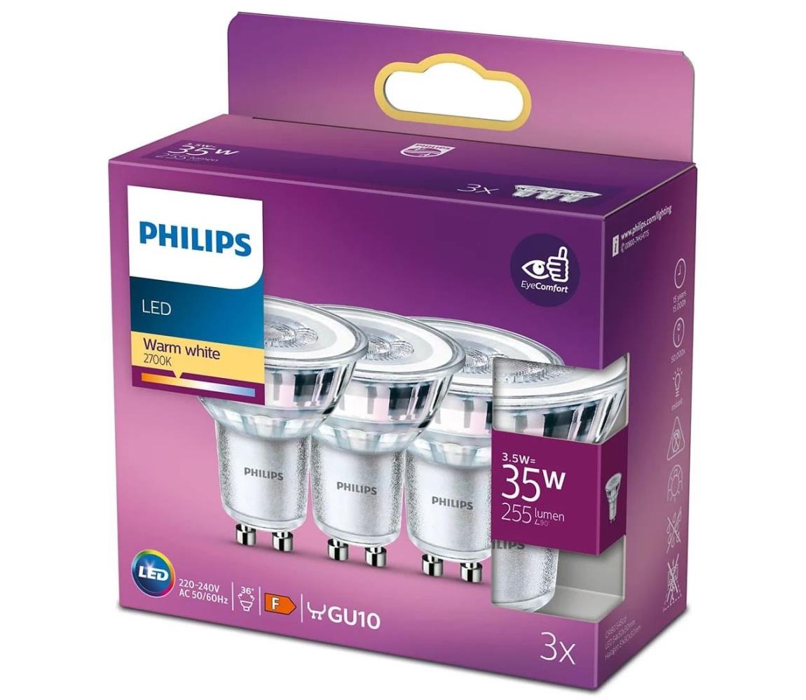 Philips KÉSZLET 3x LED Izzó Philips GU10/3,5W/230V 2700K 