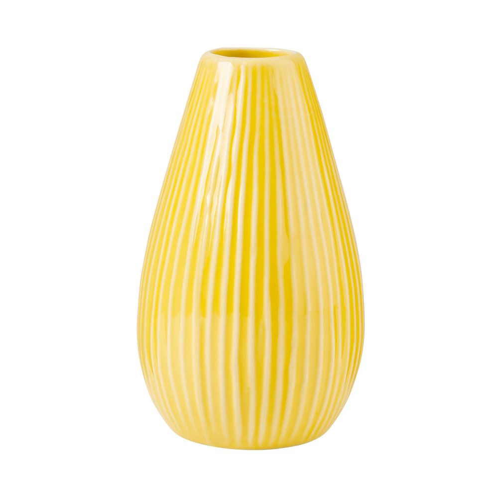 RIFFLE váza, citromsárga 15,5 cm