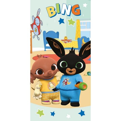 Bing Bunny és Sula pizsamában gyerek törölköző, 70 x 140 cm