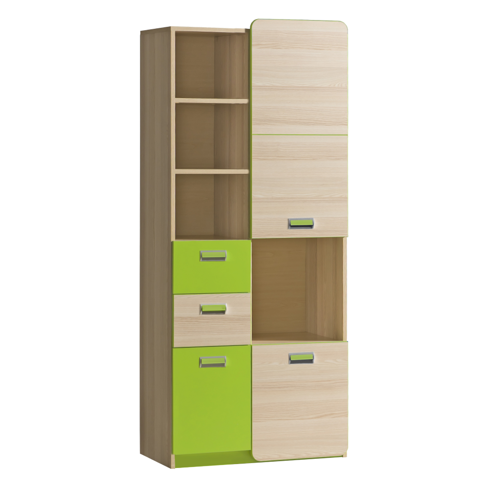 Kombinált szekrény, kőrisfa/zöld, EGO L7