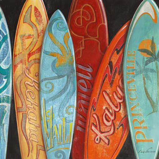 Színes szörfdeszkák - kézzel festett olajfestmény