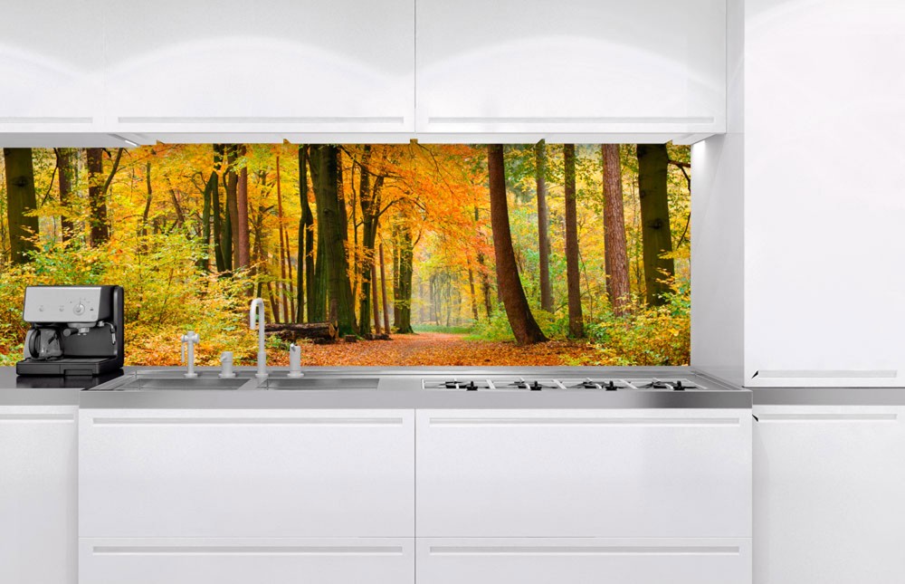 Őszi erdő, konyhai matrica hátfal, 180 cm