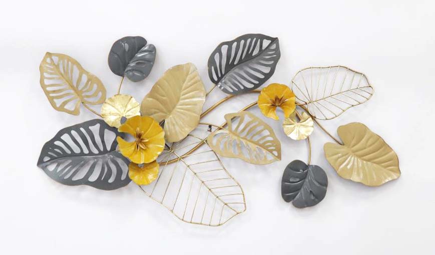 Aranyló levelek - fém fali dekoráció