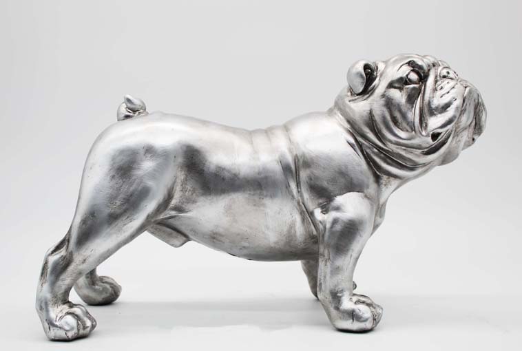 Ezüst angol bulldog - szobor