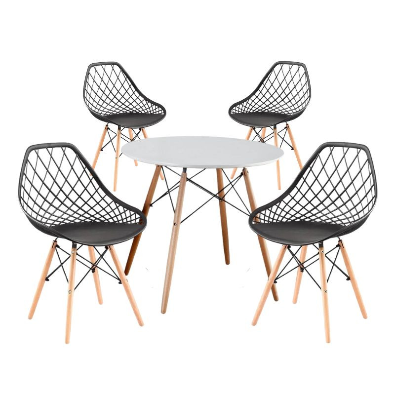 GAMIN II NEW 80cm Étkezőasztal 4 Parker Design székekkel - Fekete