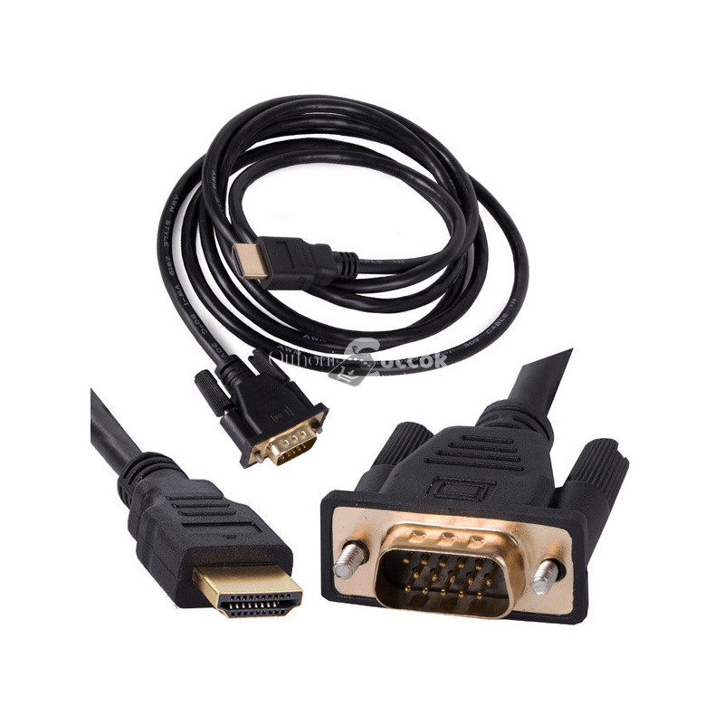 Aranyozott VGA - HDMI kábel 2m hosszú, Full HD csatlakozókkal - D-sub kábel
