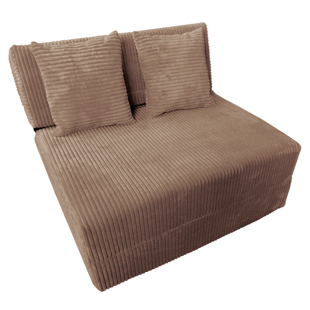 Összecsukható matrac/fotel, 2v1, világosbarna, PELOS
