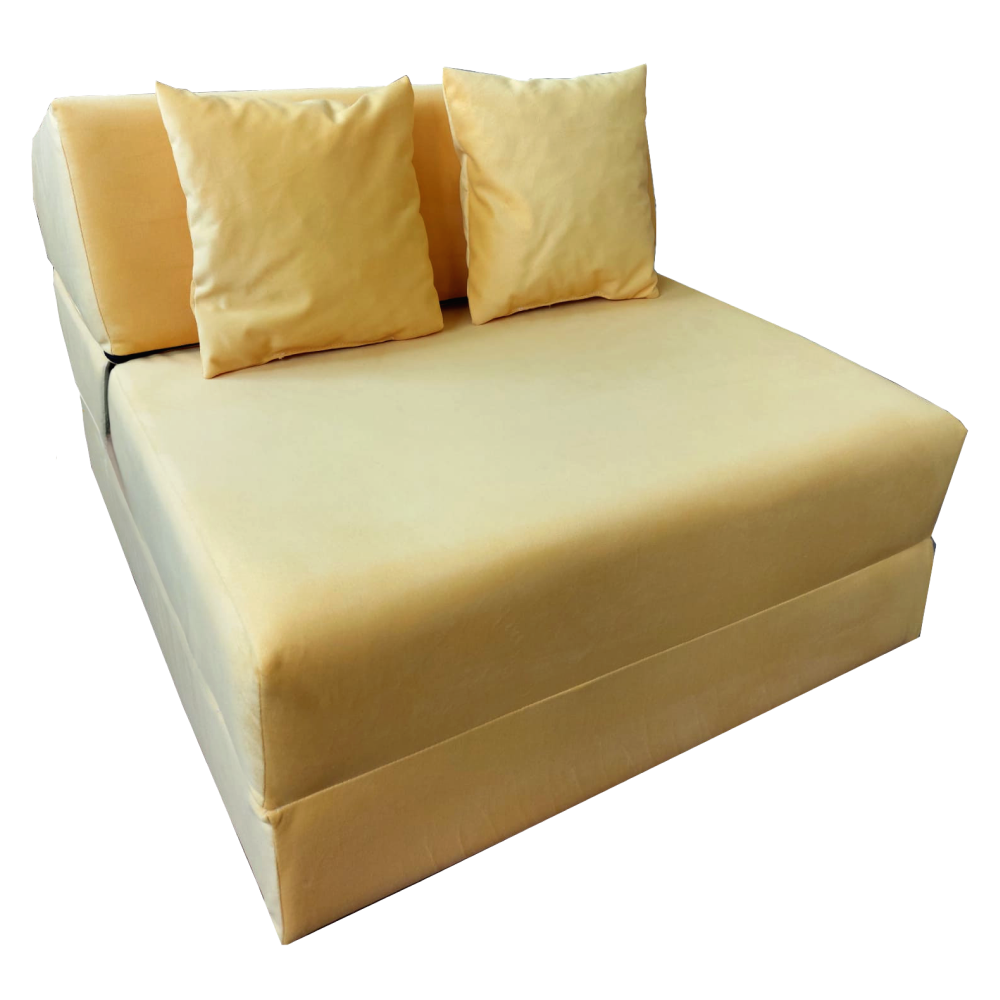 Összecsukható matrac/fotel, 2v1, sárga, PELOS