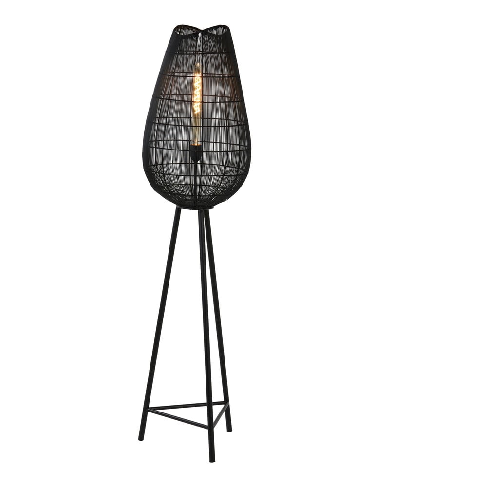 Matt fekete állólámpa fém búrával (magasság 145 cm) Yumi – Light & Living
