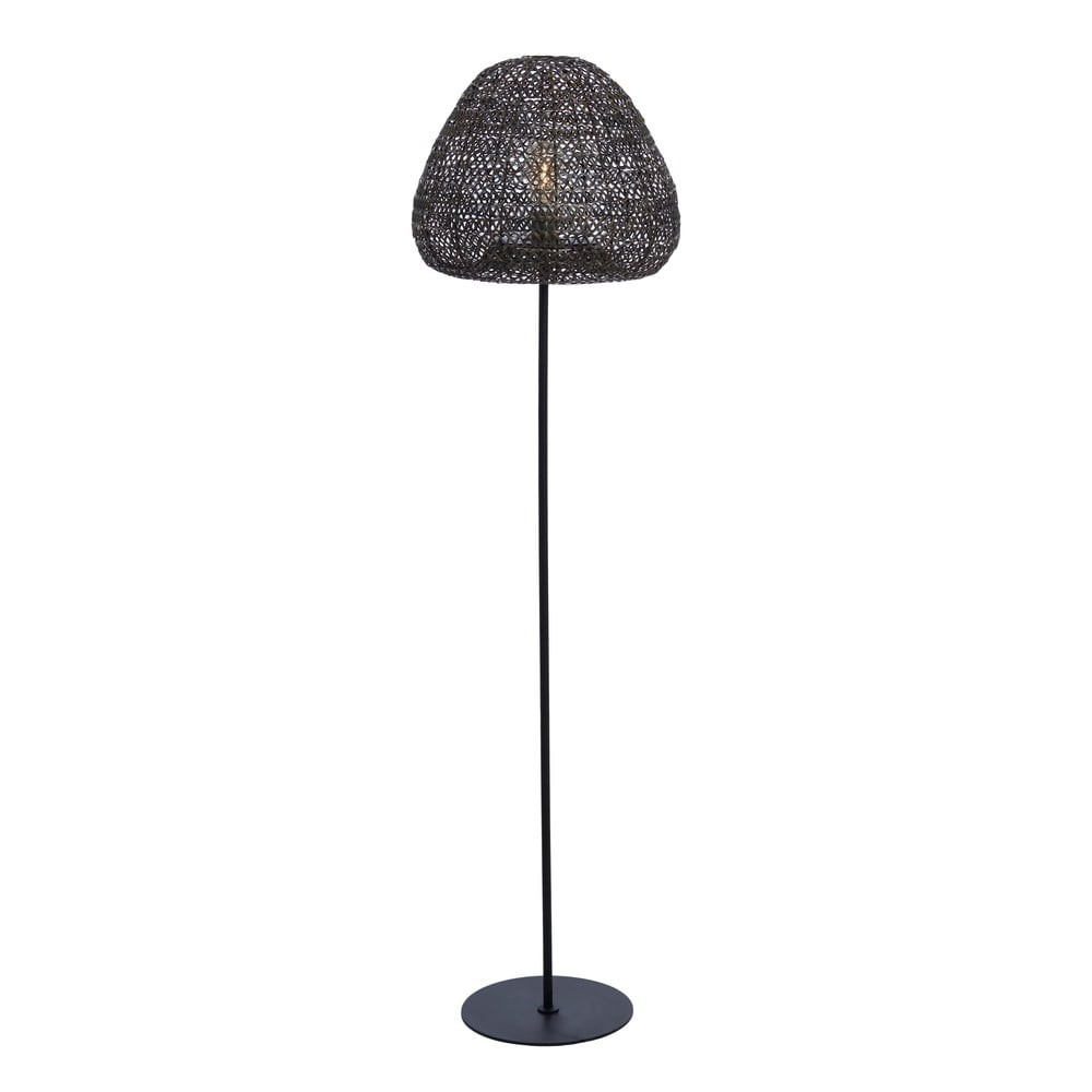 Matt fekete-bronzszínű állólámpa fém búrával (magasság 162 cm) Finou – Light & Living