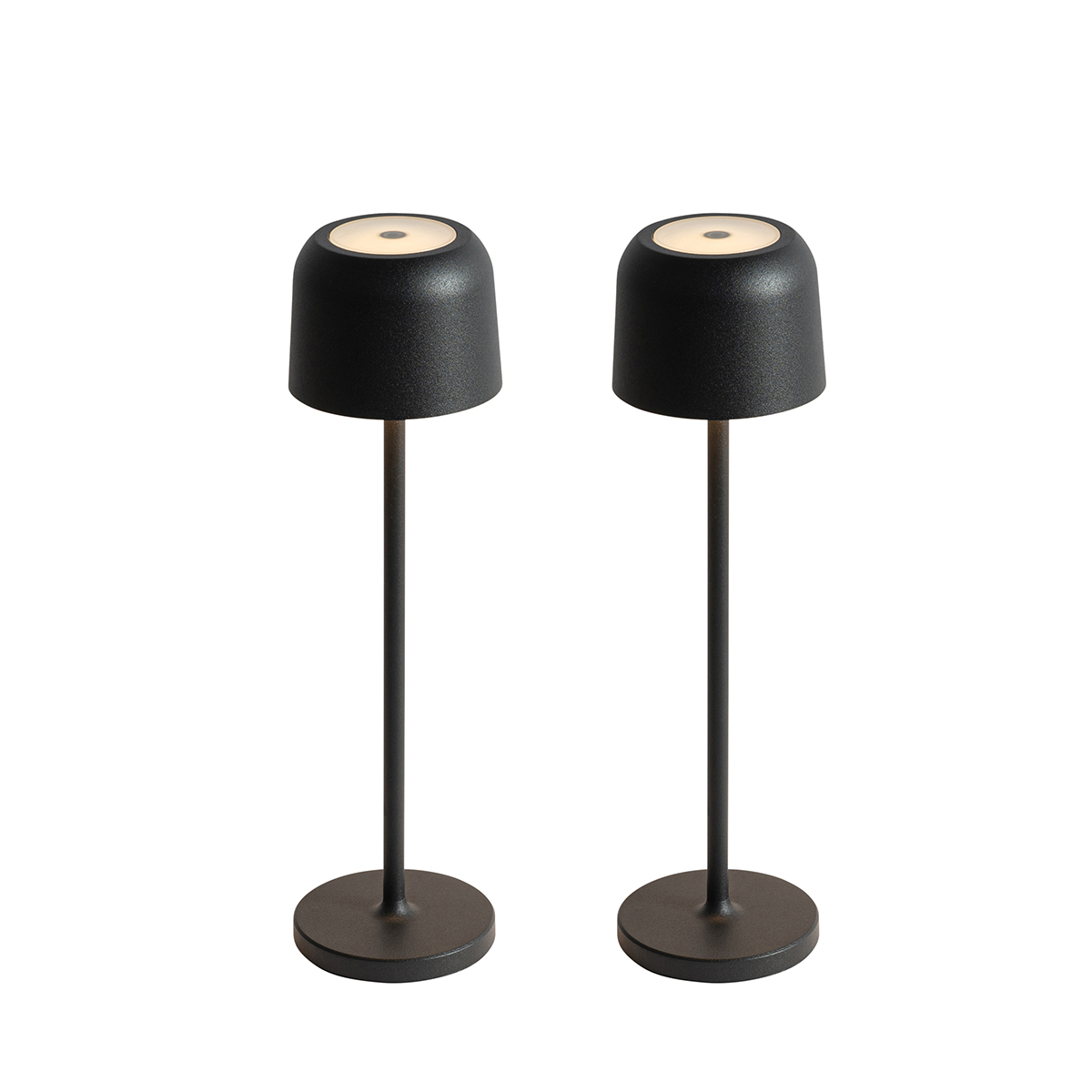 2 db Raika gomba asztali lámpa készlet fekete, beleértve a töltőállomást