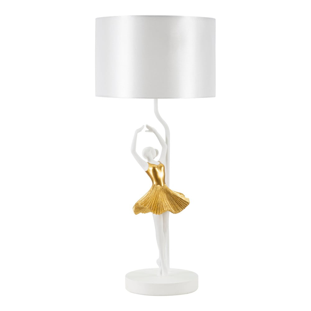 Fehér-aranyszínű asztali lámpa textil búrával (magasság 64 cm) Dancer – Mauro Ferretti